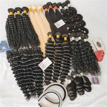 Best Selling 8-30inch Virgin Remy human hair Weave Cuticle Aligned Mink Brazilian Human Hair Bundles With Lace Frontals